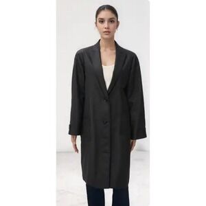 2/$30 Zara Coat Jacket Sz S Dark Grey Linen Cotton‎ Blend Langelook Minimalist